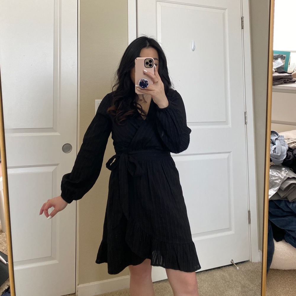 BRAND NEW BLACK WRAP DRESS